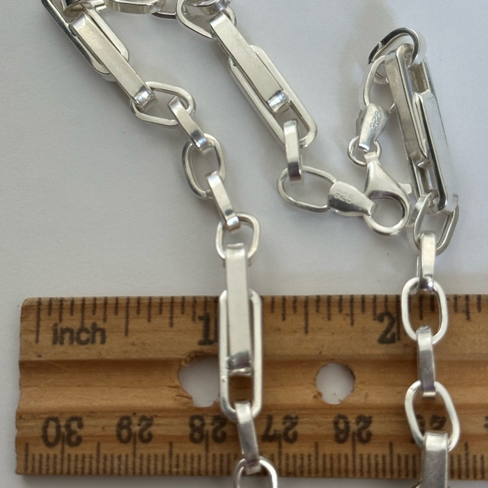 Handmade 6mm 8.25” 925 silver link chain bracelet unisex - Picture 2 of 4